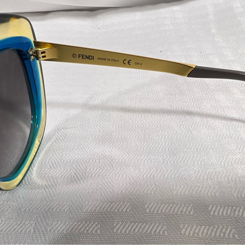 5012: Fendi FF0029/S Blue Gold Oversized Sunglasses Italy - Picture 3 of 8